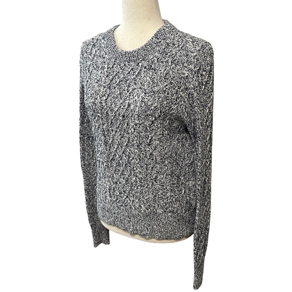 J. Crew Women’s Cable Knit Crewneck Sweater 100% Cotton S Navy Blue Marled - Picture 1 of 10